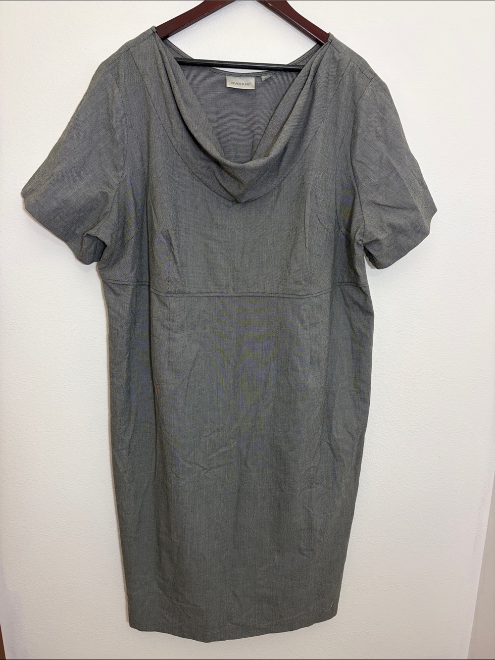 Avenue Grey Cowl Neck Shift Plus Size Dress